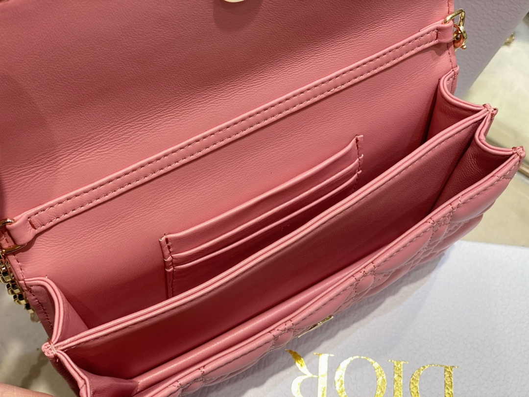 Dior S0980 MISS DIOR MINI BAG Melocoton Pink Pearlescent Cannage Lambskin - Default Title - View 8