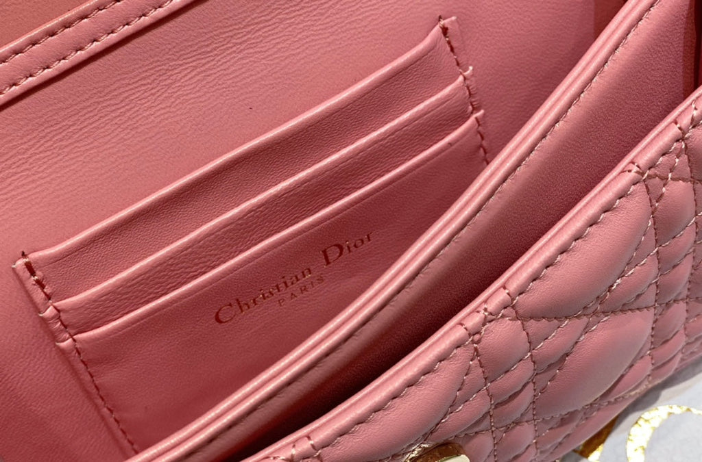 Dior S0980 MISS DIOR MINI BAG Melocoton Pink Pearlescent Cannage Lambskin - Default Title - View 9