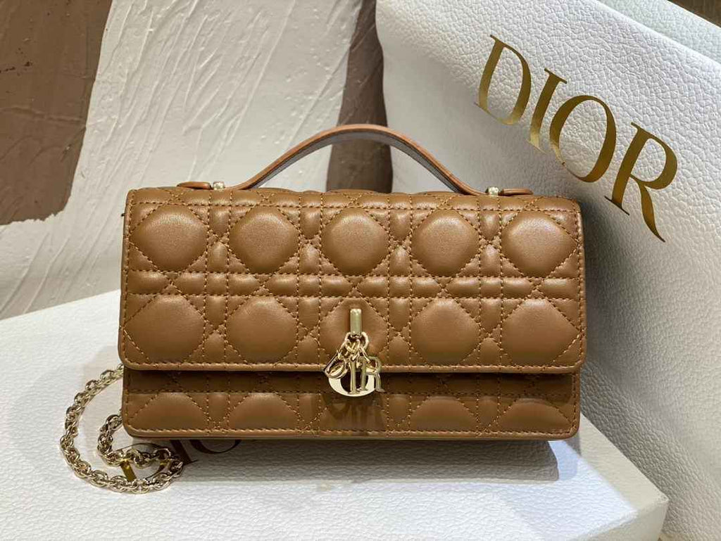 Dior S0980 MISS DIOR MINI BAG Brown Cannage Lambskin - Default Title - View 1