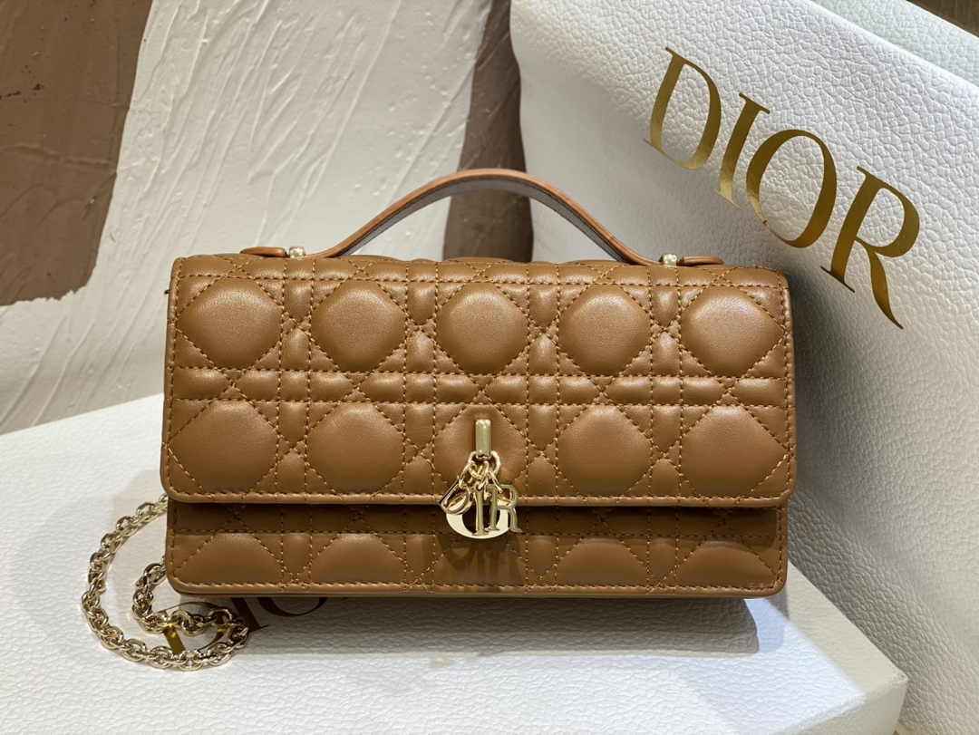 Dior S0980 MISS DIOR MINI BAG Brown Cannage Lambskin - Default Title - View 1