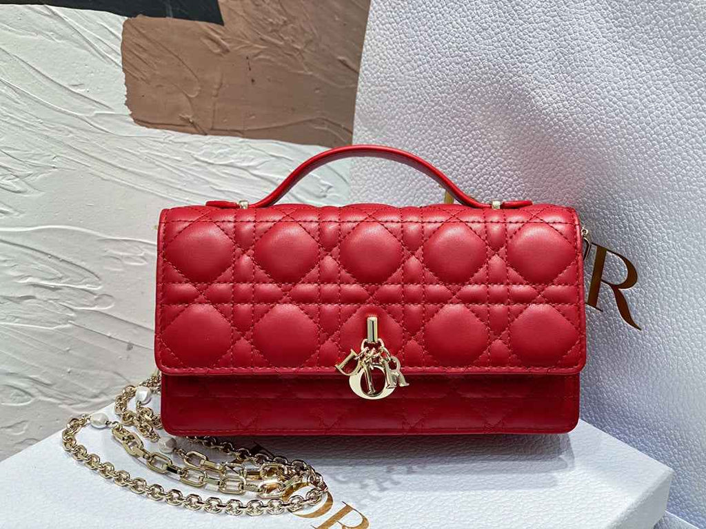 Dior S0980 MISS DIOR MINI BAG Red Cannage Lambskin - Default Title - View 1