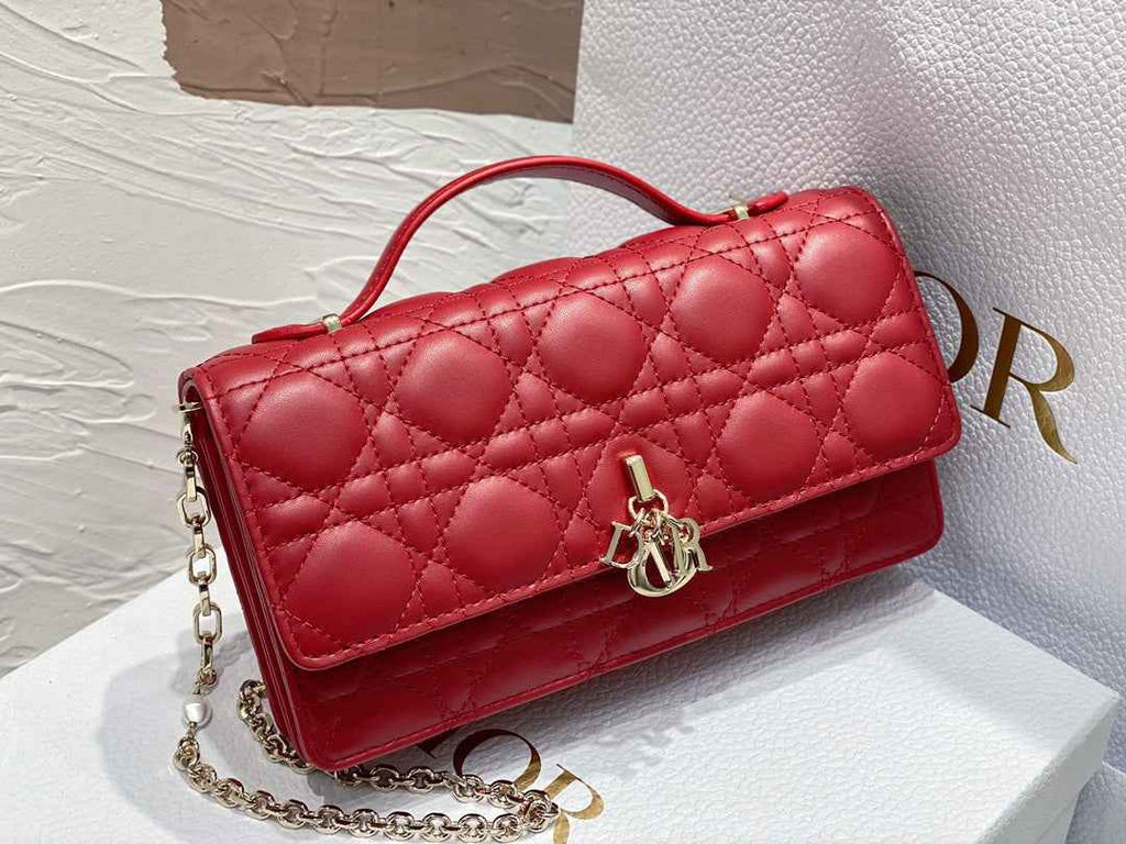 Dior S0980 MISS DIOR MINI BAG Red Cannage Lambskin - Default Title - View 3