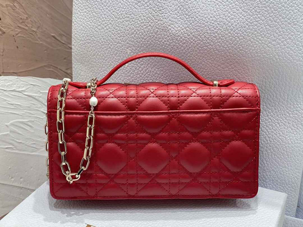 Dior S0980 MISS DIOR MINI BAG Red Cannage Lambskin - Default Title - View 4