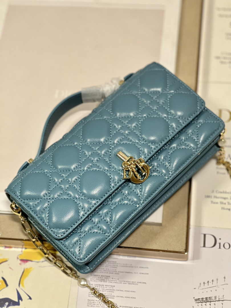 Dior S0980 MISS DIOR MINI BAG Dark Blue Cannage Lambskin - Default Title - View 7