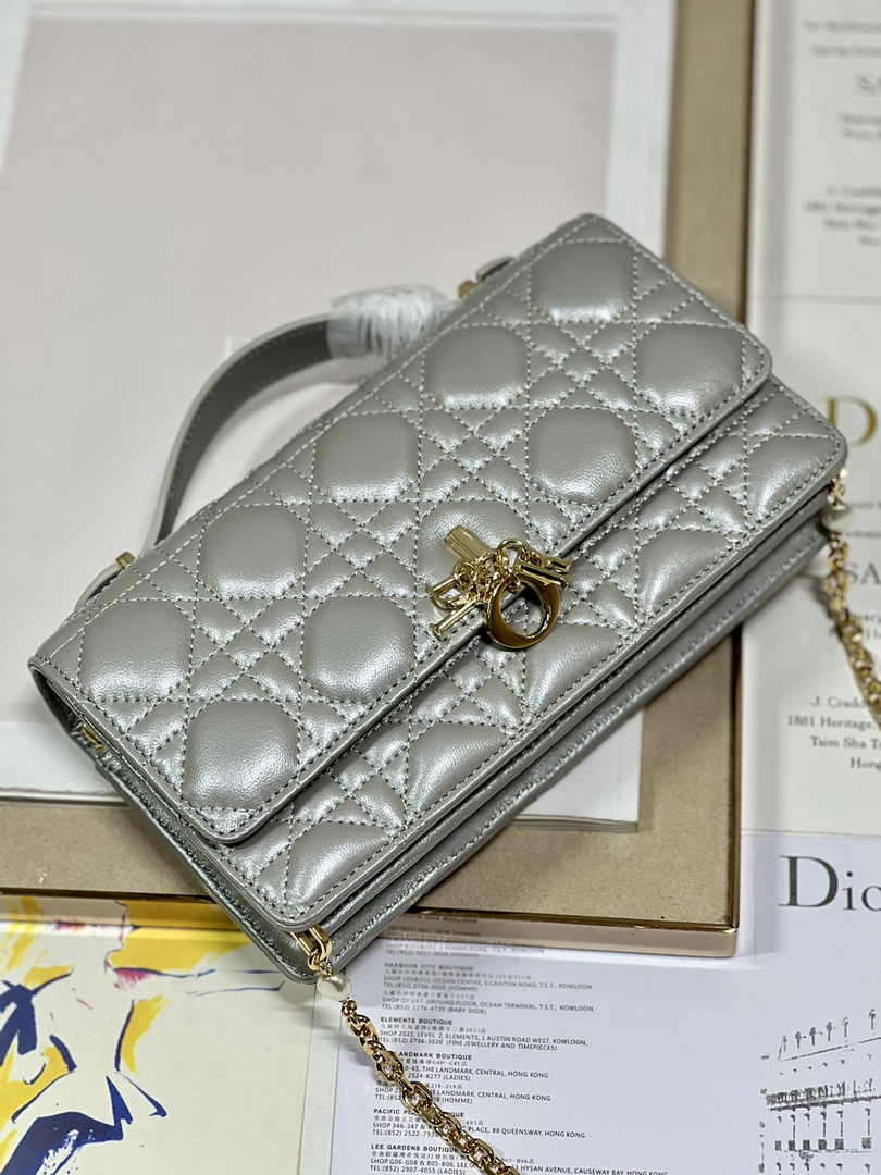 Dior S0980 MISS DIOR MINI BAG Gray Cannage Lambskin - Default Title - View 7