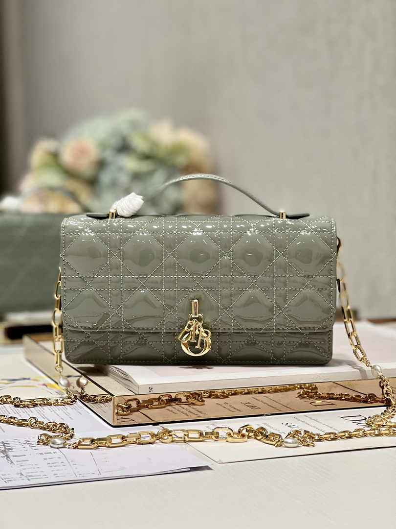 Dior S0980 MISS DIOR MINI BAG Gray Patent leather - Default Title - View 1