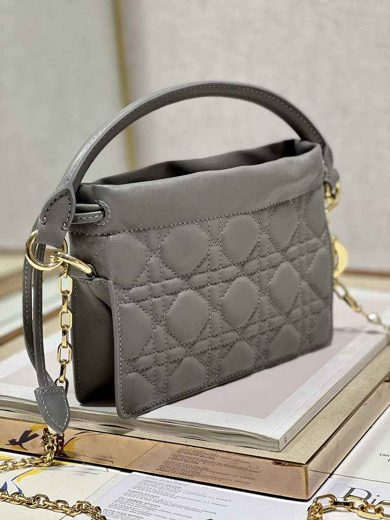 Dior S0981 Mini Lady Milly Bag Gray Cannage Lambskin - Default Title - View 3