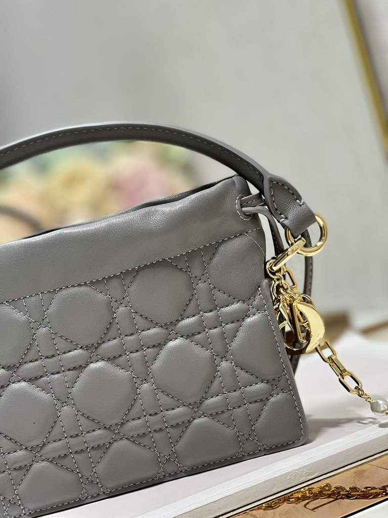 Dior S0981 Mini Lady Milly Bag Gray Cannage Lambskin - Default Title - View 4
