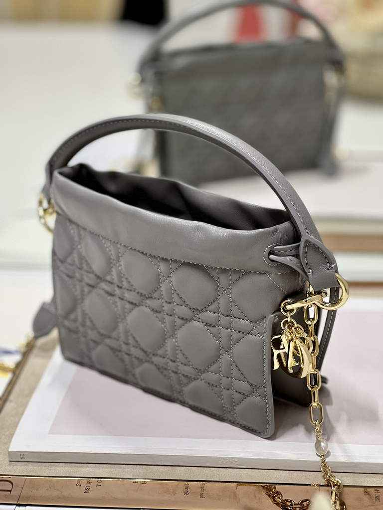 Dior S0981 Mini Lady Milly Bag Gray Cannage Lambskin - Default Title - View 5