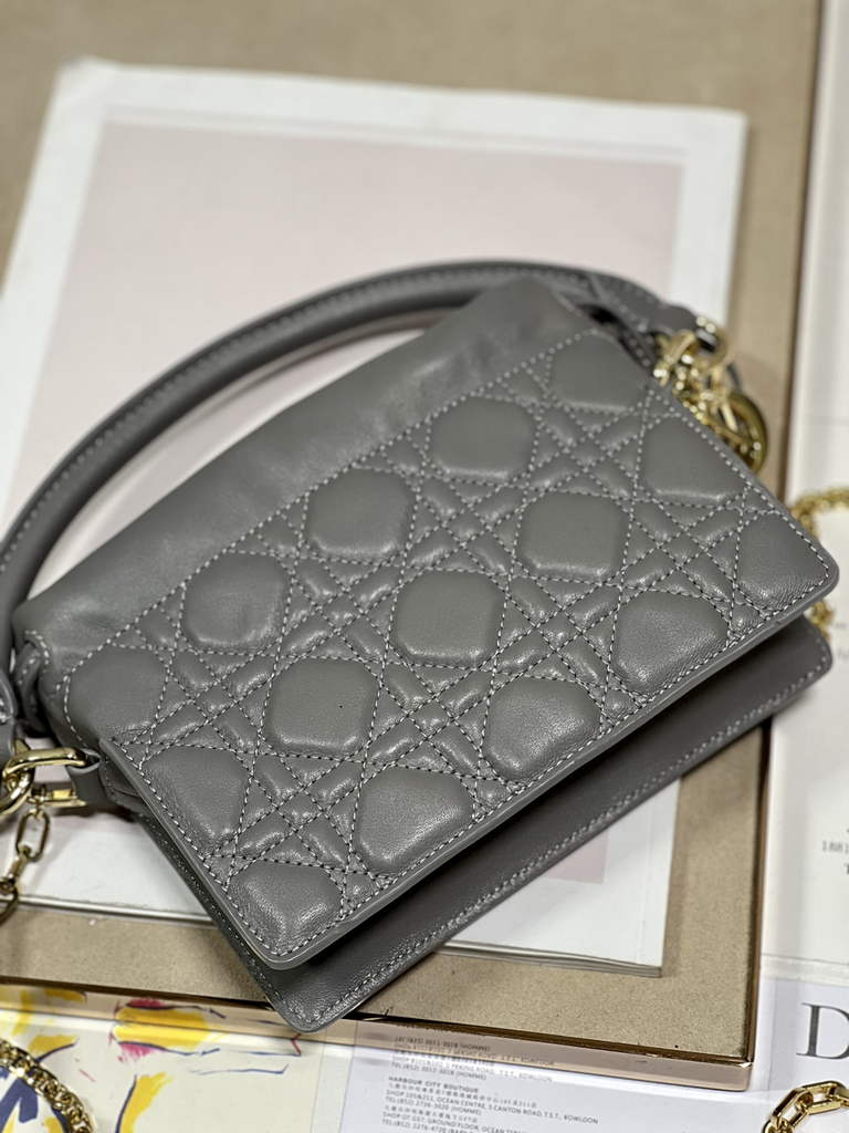 Dior S0981 Mini Lady Milly Bag Gray Cannage Lambskin - Default Title - View 6