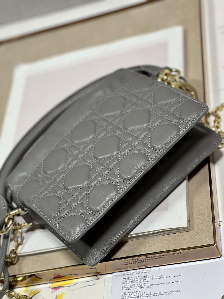 Dior S0981 Mini Lady Milly Bag Gray Cannage Lambskin - Default Title - View 7