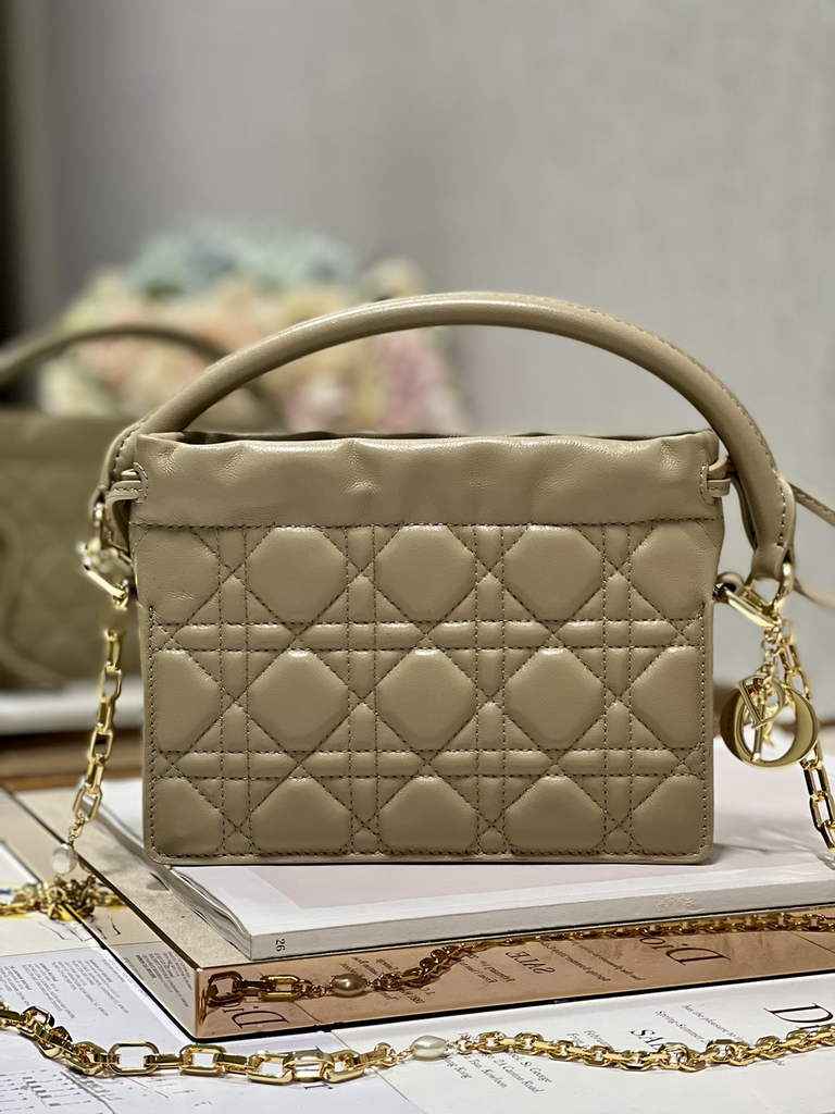 Dior S0981 Mini Lady Milly Bag Dark Beige Cannage Lambskin - Default Title - View 2