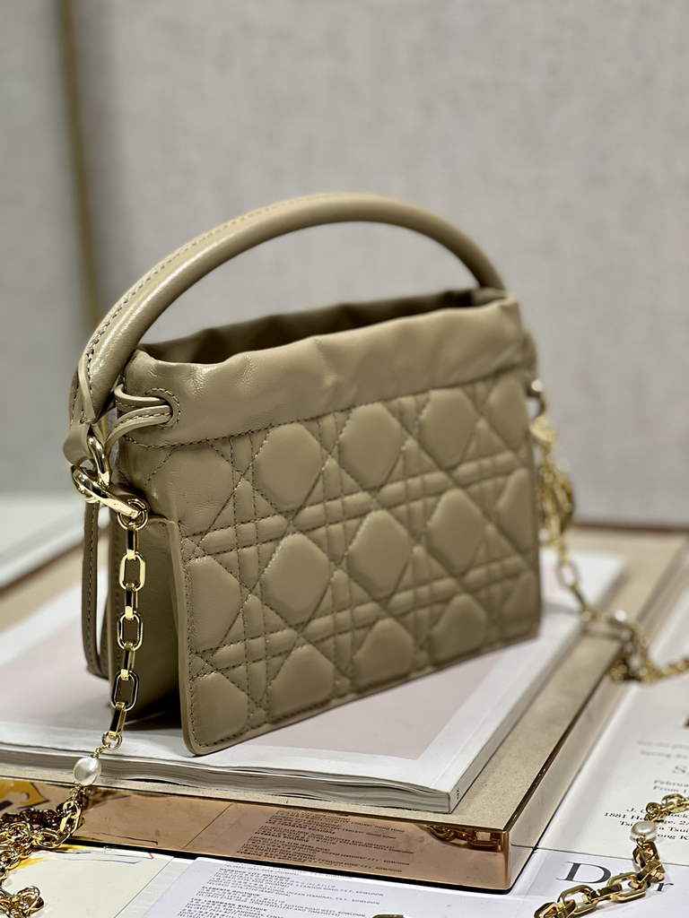 Dior S0981 Mini Lady Milly Bag Dark Beige Cannage Lambskin - Default Title - View 3