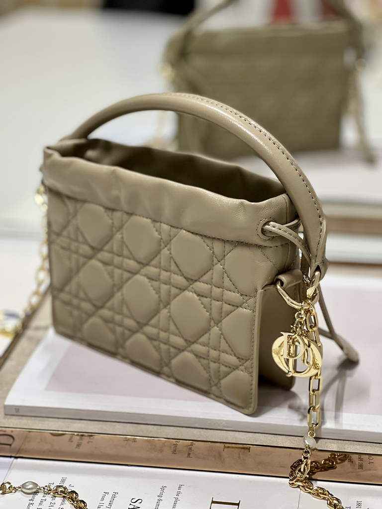 Dior S0981 Mini Lady Milly Bag Dark Beige Cannage Lambskin - Default Title - View 5