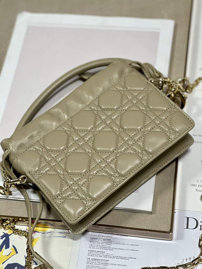 Dior S0981 Mini Lady Milly Bag Dark Beige Cannage Lambskin - Default Title - View 6