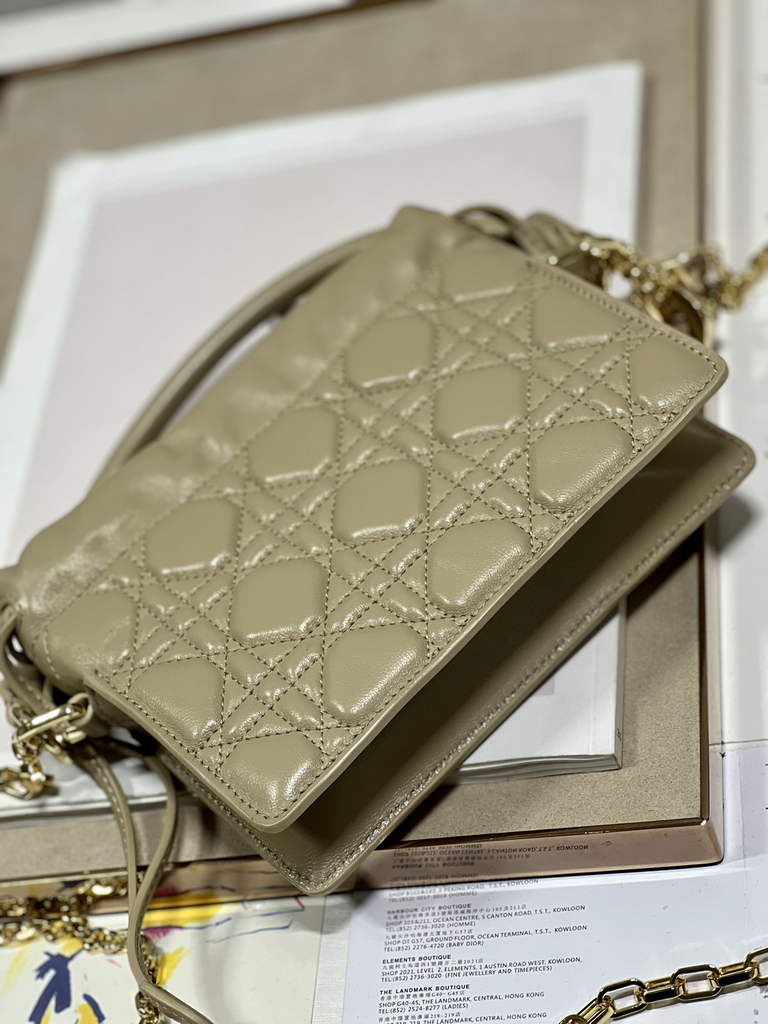 Dior S0981 Mini Lady Milly Bag Dark Beige Cannage Lambskin - Default Title - View 7
