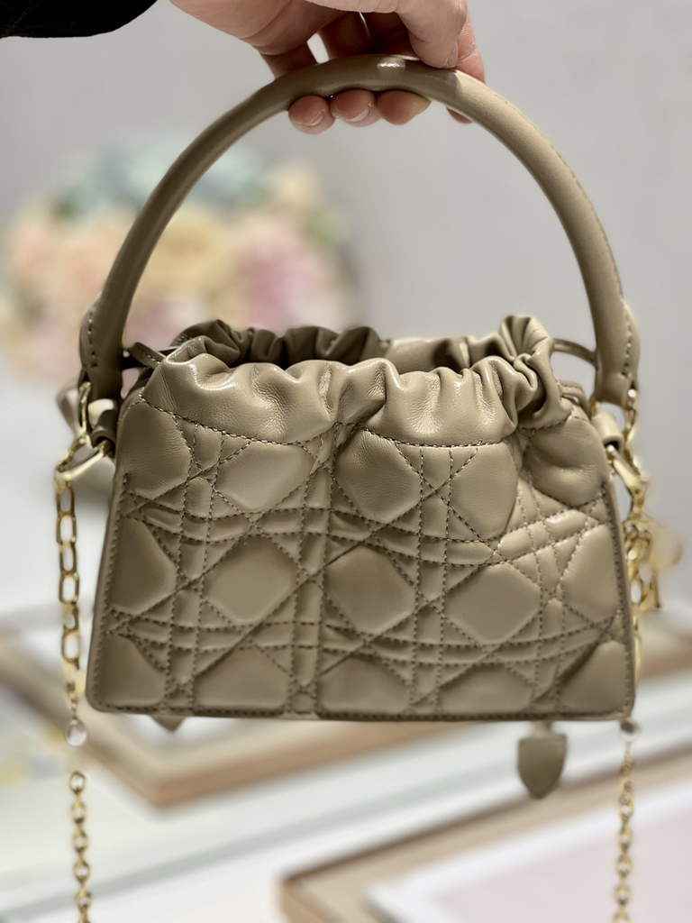 Dior S0981 Mini Lady Milly Bag Dark Beige Cannage Lambskin - Default Title - View 1