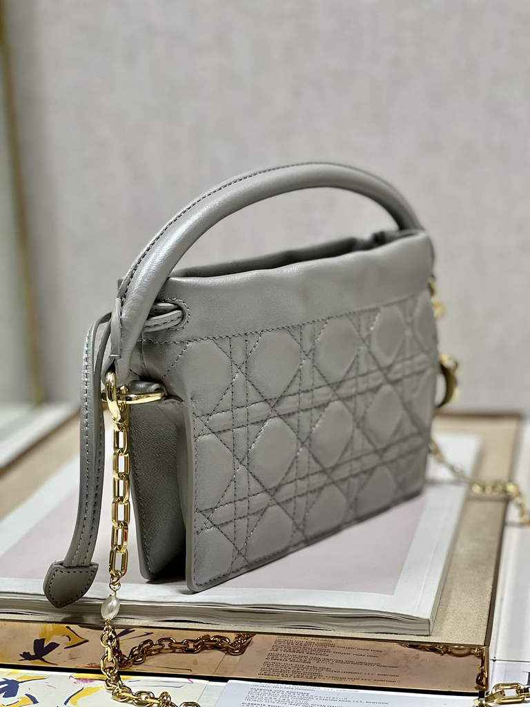 Dior S0981 Mini Lady Milly Bag Silver Gray Cannage Lambskin - Default Title - View 2