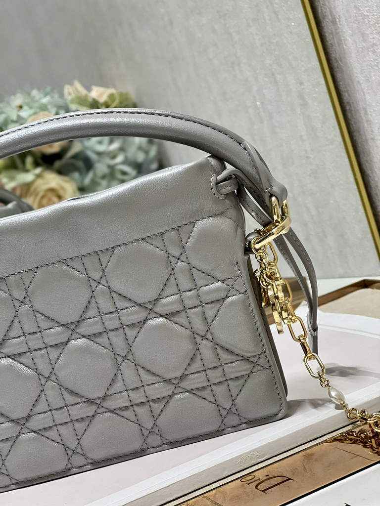 Dior S0981 Mini Lady Milly Bag Silver Gray Cannage Lambskin - Default Title - View 3