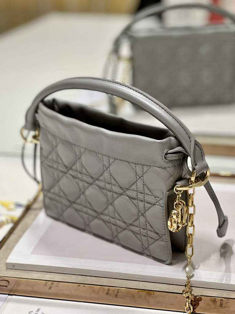 Dior S0981 Mini Lady Milly Bag Silver Gray Cannage Lambskin - Default Title - View 4