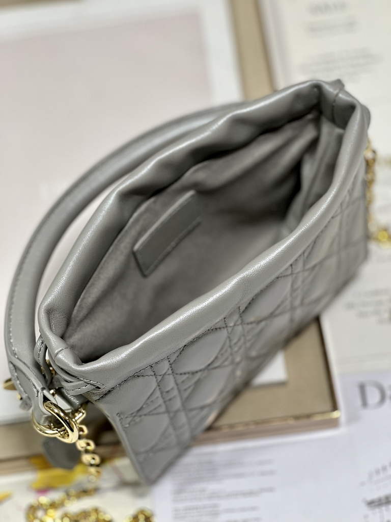 Dior S0981 Mini Lady Milly Bag Silver Gray Cannage Lambskin - Default Title - View 7