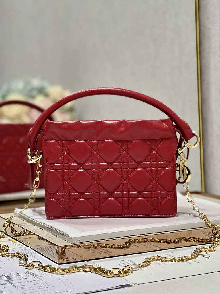 Dior S0981 Mini Lady Milly Bag Red Cannage Lambskin - Default Title - View 2