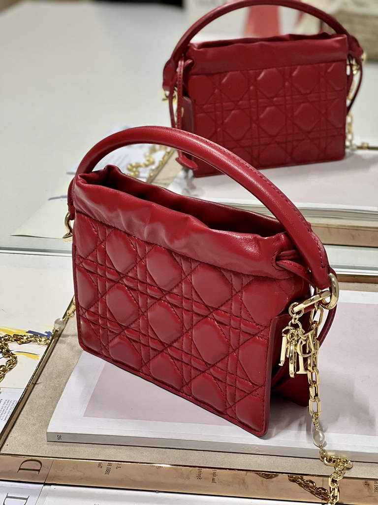 Dior S0981 Mini Lady Milly Bag Red Cannage Lambskin - Default Title - View 4