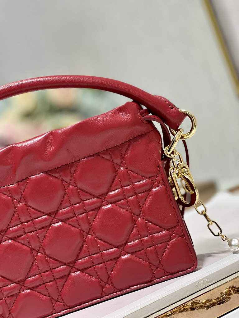 Dior S0981 Mini Lady Milly Bag Red Cannage Lambskin - Default Title - View 5