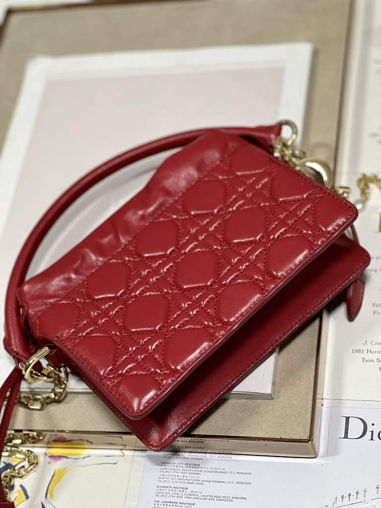 Dior S0981 Mini Lady Milly Bag Red Cannage Lambskin - Default Title - View 7