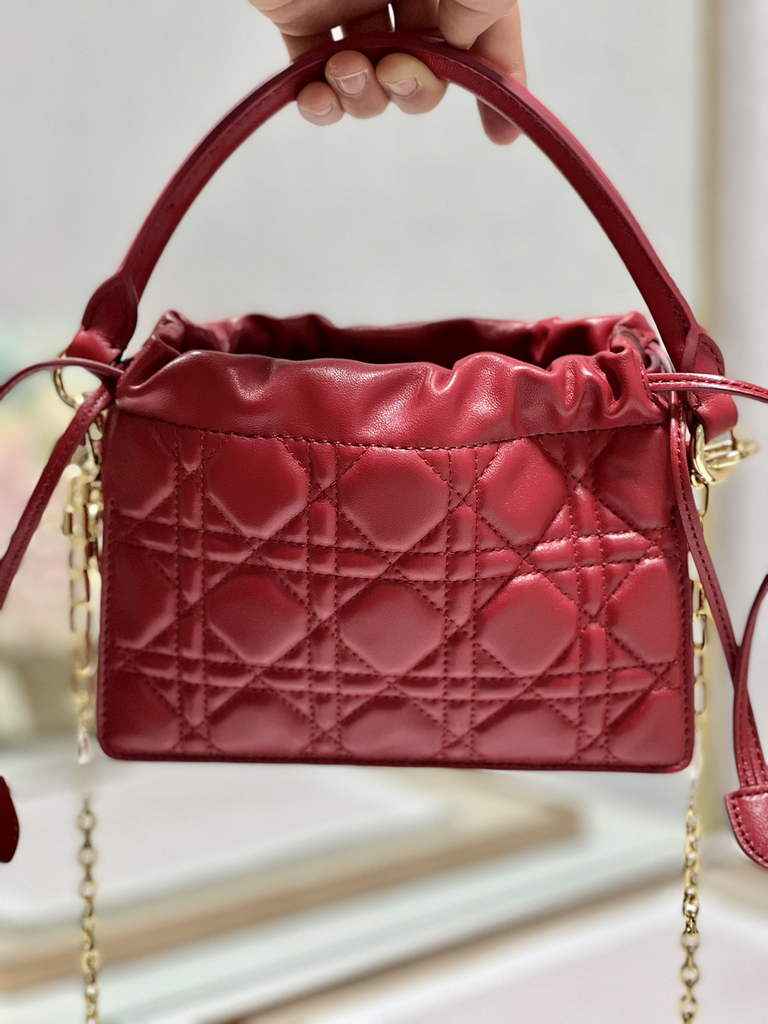 Dior S0981 Mini Lady Milly Bag Red Cannage Lambskin - Default Title - View 1