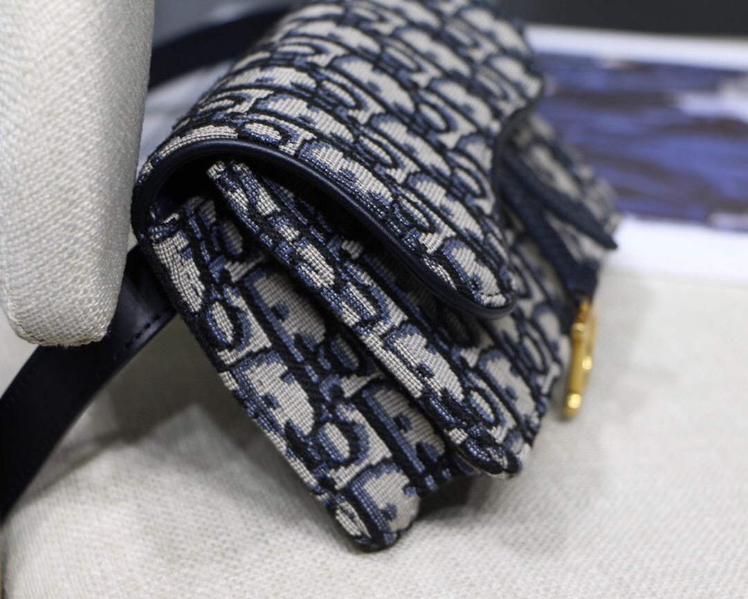 Dior S5619 Saddle Belt Bag Blue Dior Oblique Jacquard