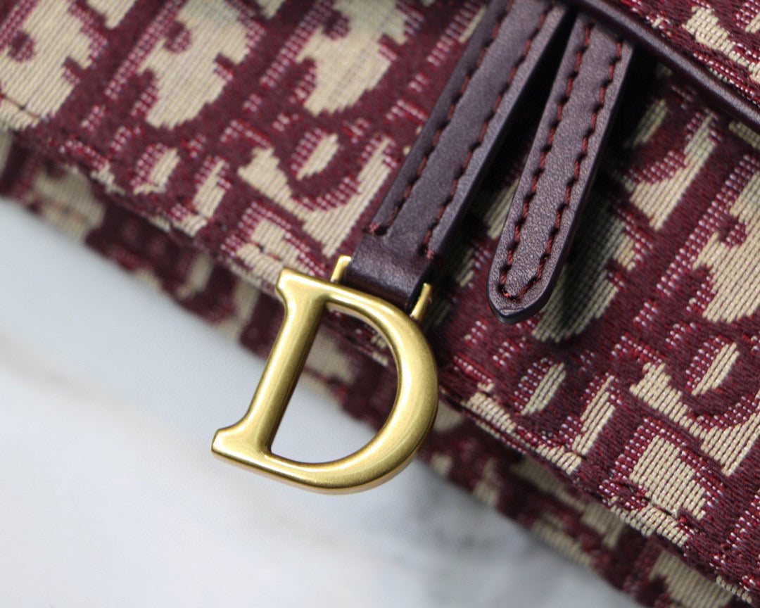 Dior S5619 Saddle Belt Bag Red Dior Oblique Jacquard