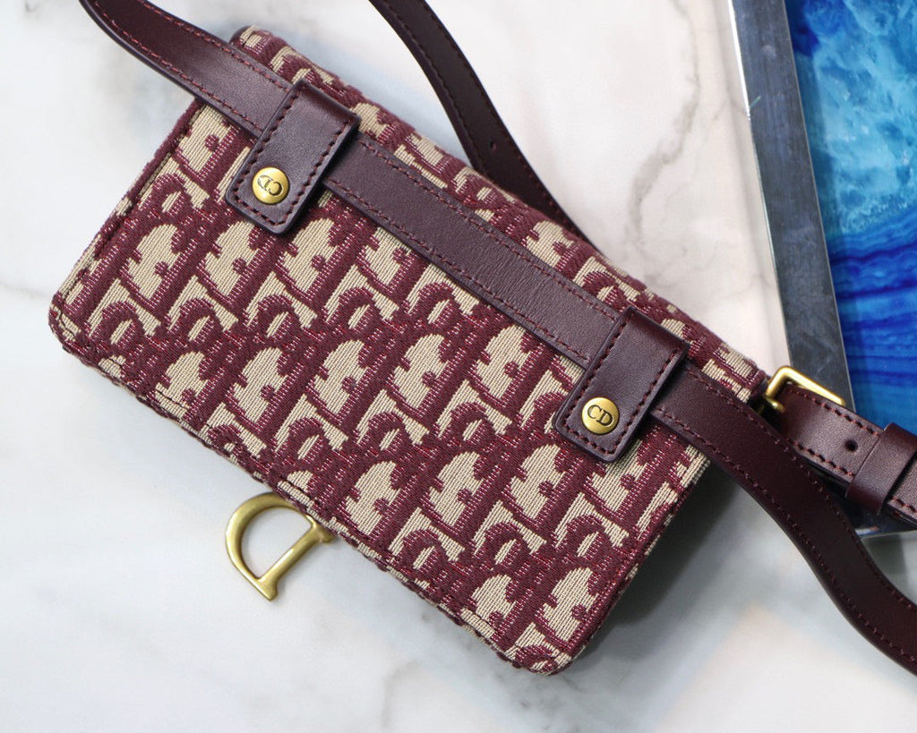 Dior S5619 Saddle Belt Bag Red Dior Oblique Jacquard