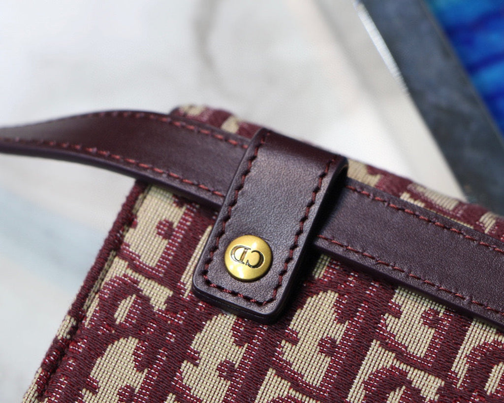 Dior S5619 Saddle Belt Bag Red Dior Oblique Jacquard