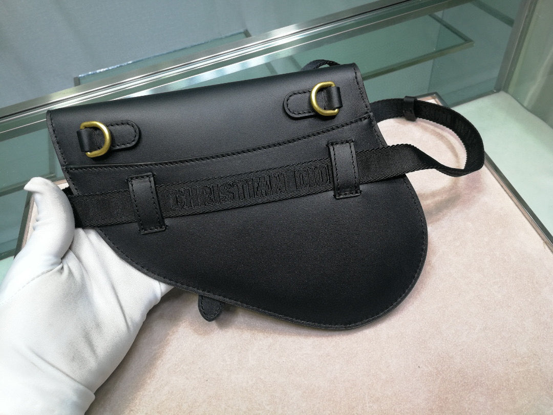 Dior S5632 Saddle Belt Bag Black Goat leather