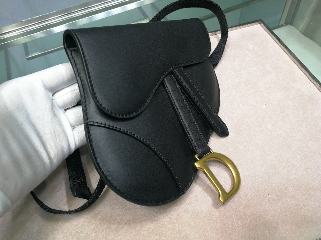 Dior S5632 Saddle Belt Bag Black Goat leather
