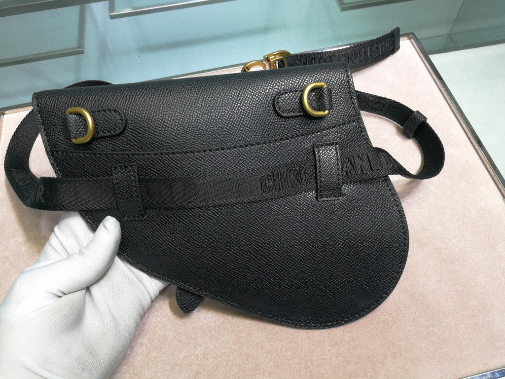 Dior S5632 Saddle Belt Bag Black grained calfskin