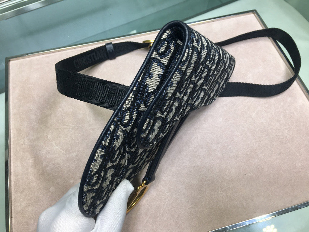 Dior S5632 Saddle Belt Bag Blue Dior Oblique Jacquard