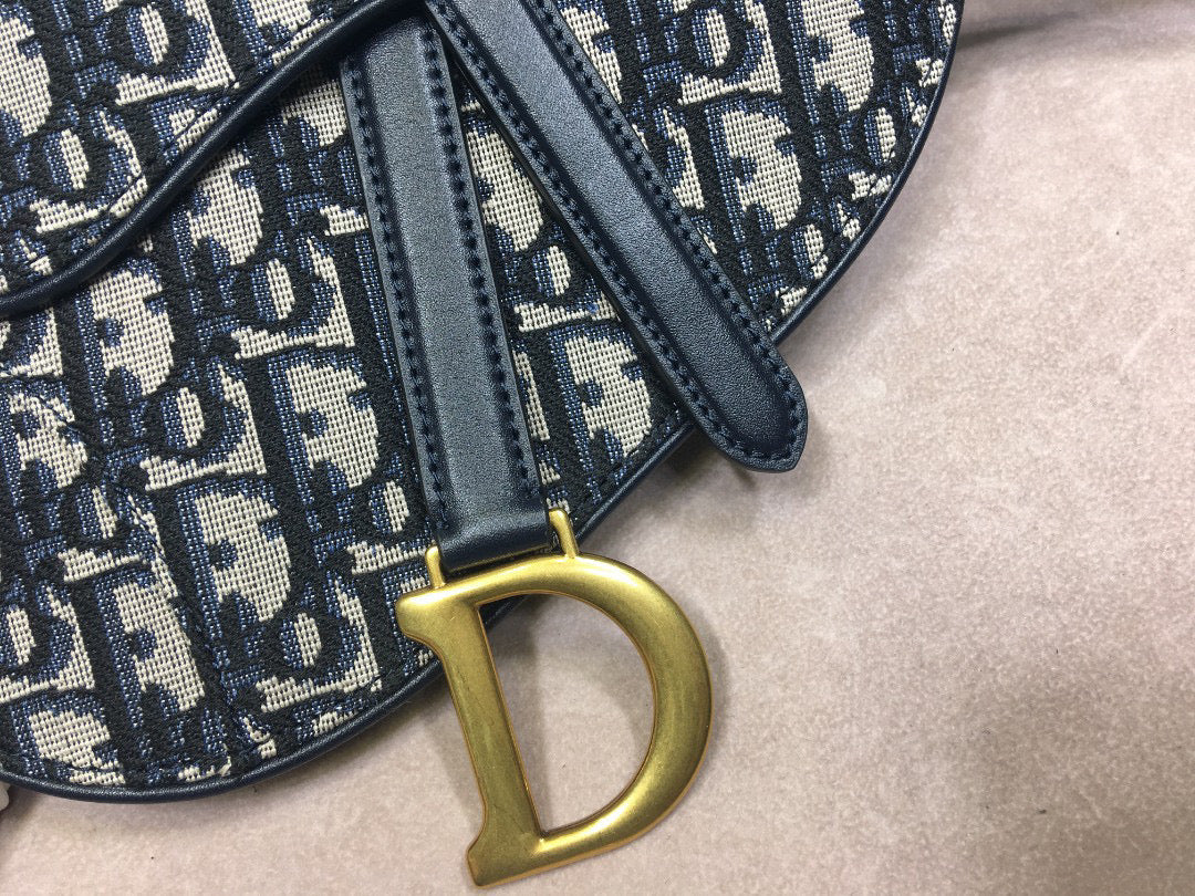 Dior S5632 Saddle Belt Bag Blue Dior Oblique Jacquard
