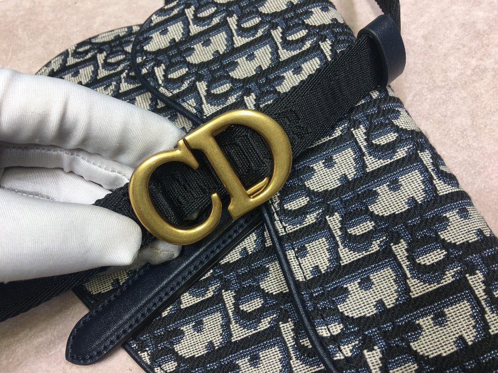 Dior S5632 Saddle Belt Bag Blue Dior Oblique Jacquard