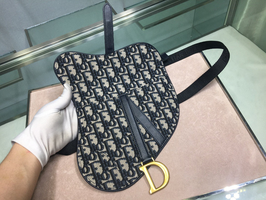 Dior S5632 Saddle Belt Bag Blue Dior Oblique Jacquard