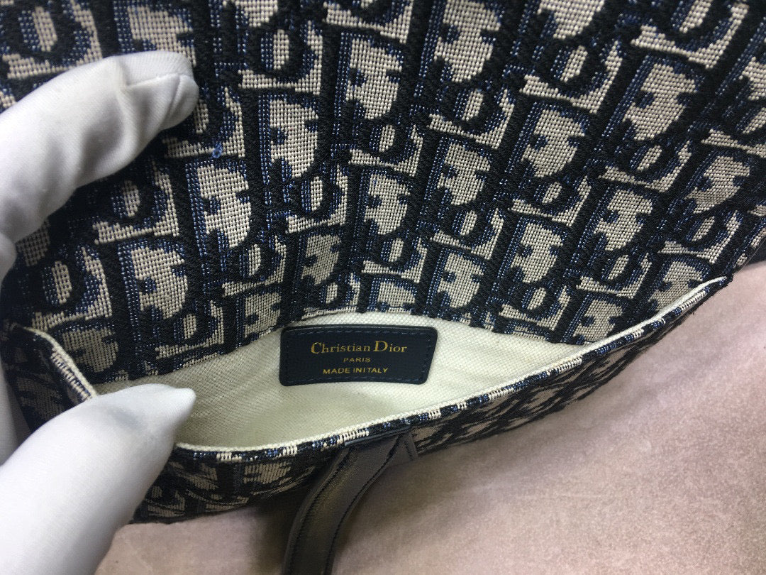 Dior S5632 Saddle Belt Bag Blue Dior Oblique Jacquard