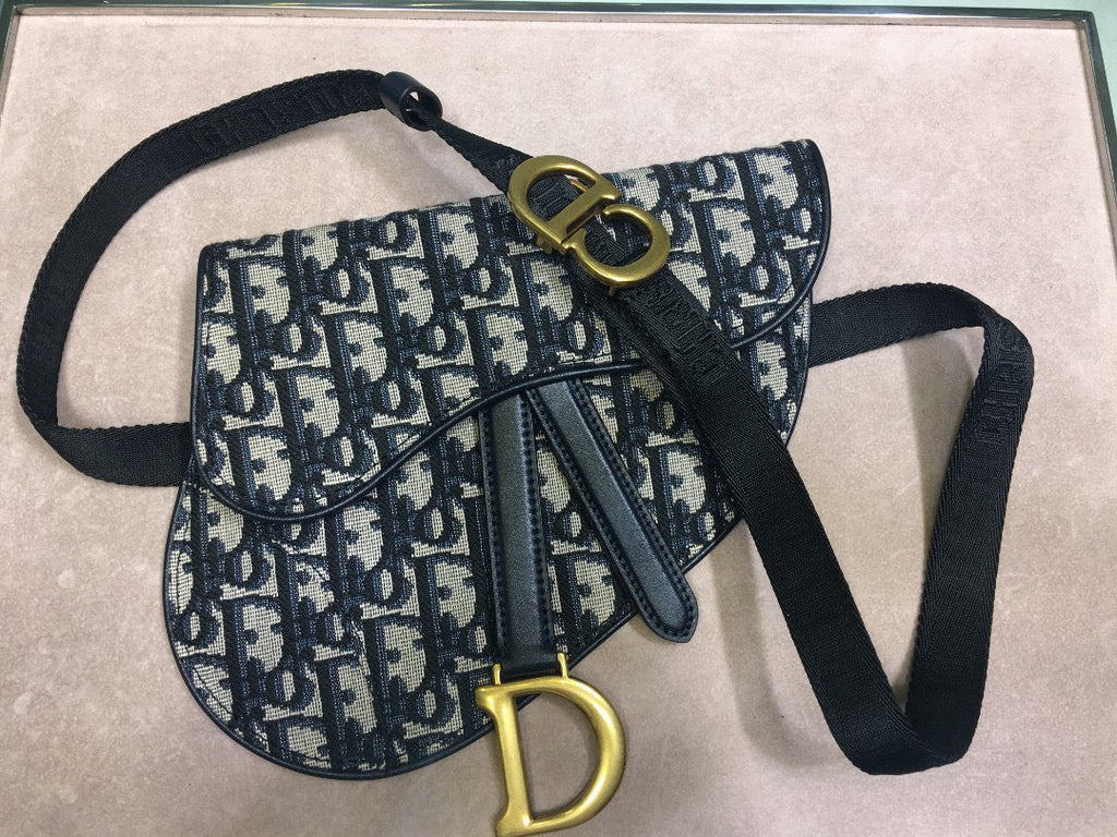 Dior S5632 Saddle Belt Bag Blue Dior Oblique Jacquard