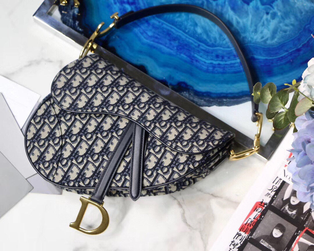 Dior M0447 Mini Saddle Bag Blue Dior Oblique Jacquard