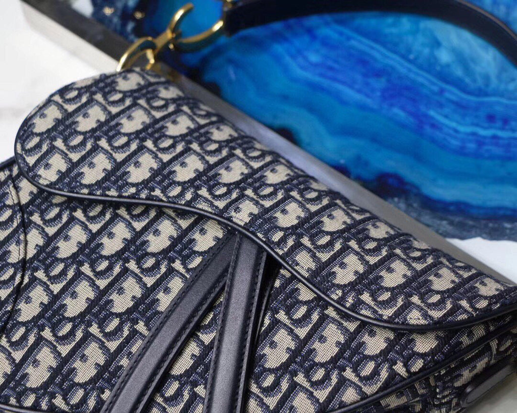 Dior M0447 Mini Saddle Bag Blue Dior Oblique Jacquard