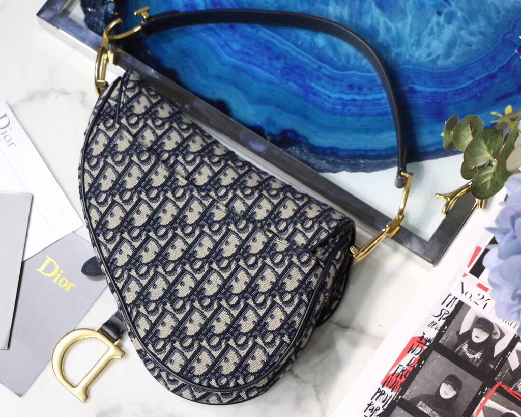 Dior M0447 Mini Saddle Bag Blue Dior Oblique Jacquard