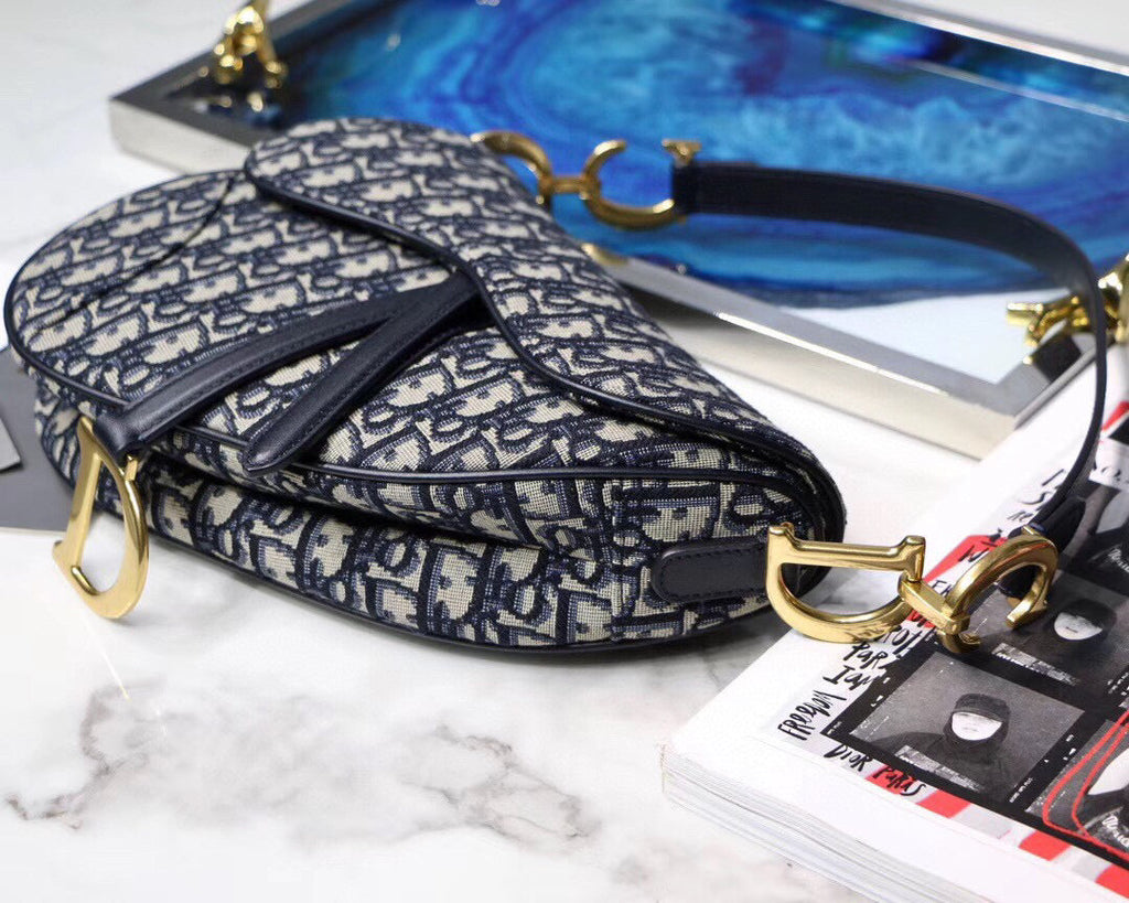 Dior M0447 Mini Saddle Bag Blue Dior Oblique Jacquard