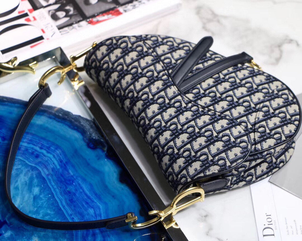 Dior M0447 Mini Saddle Bag Blue Dior Oblique Jacquard