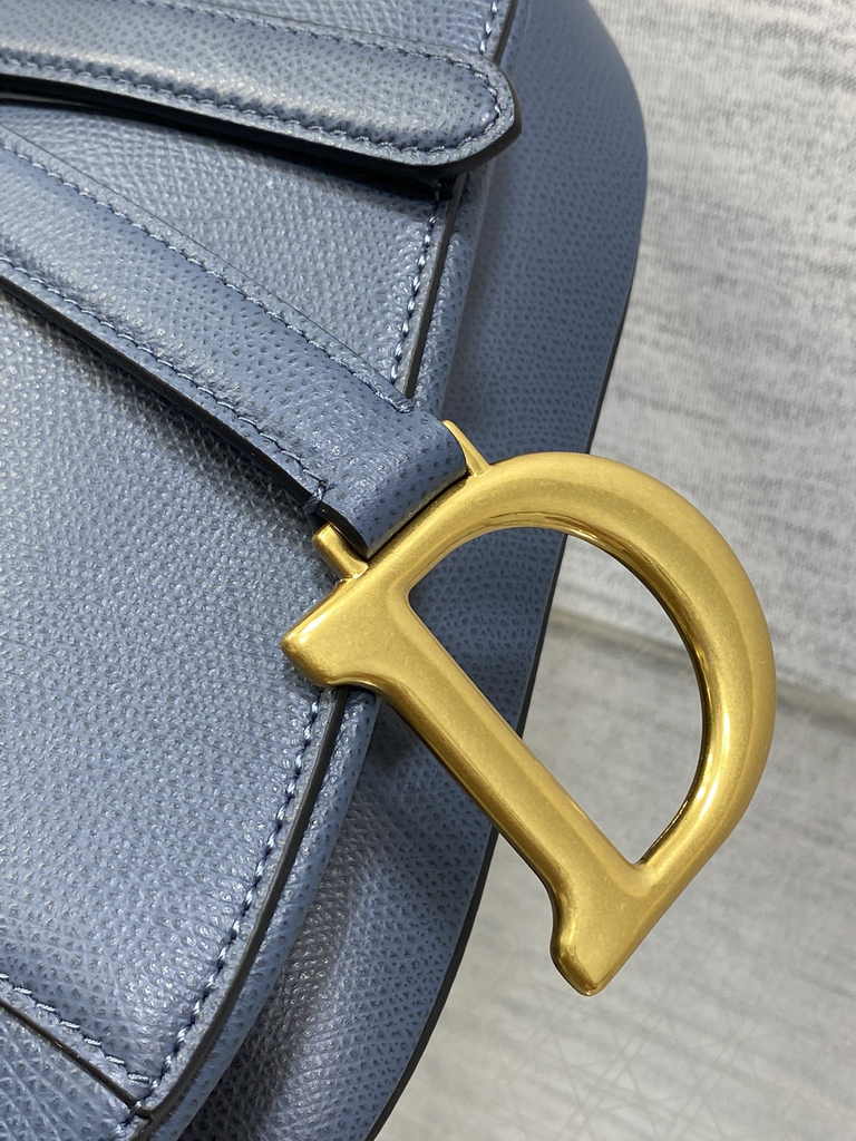 Dior Saddle Bag with Strap M0455 Blue Grained Calfskin