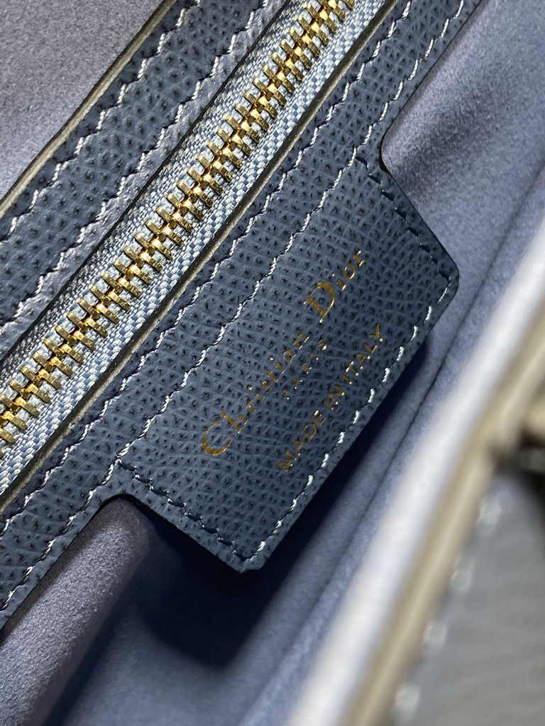 Dior Saddle Bag with Strap M0455 Blue Grained Calfskin